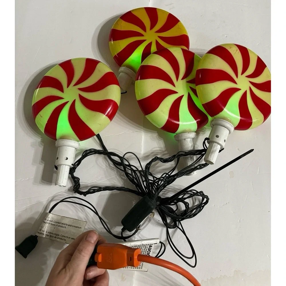 Christmas Candy Cane Blow Mold Lights (8) as is
